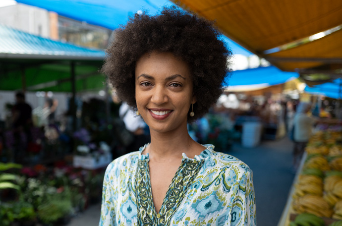 Tizita i en marked i Brasil